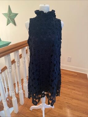 Umgee Navy Blue Floral  Midi Dress with Tie in Back